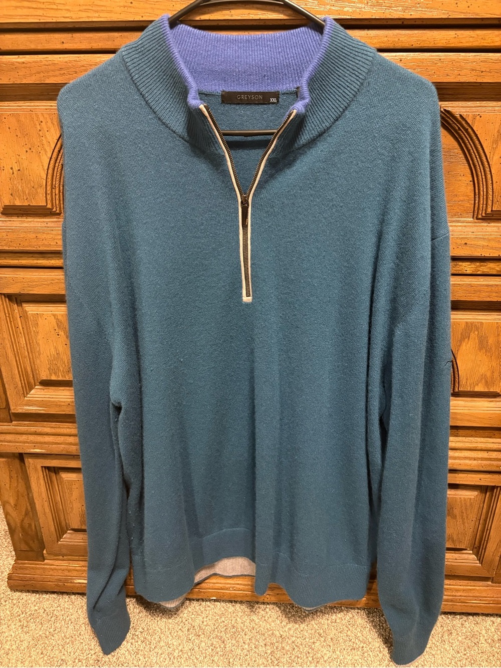 Greyson Men's Teal Zip-Neck Knit Sweater